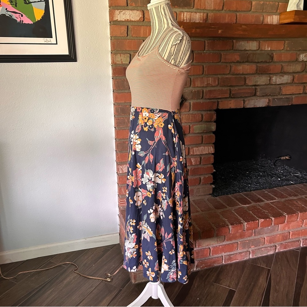 Pact Floral Print Fit n’ Flare Strappy Midi Dress in Blue Sz M - Picture 4 of 8